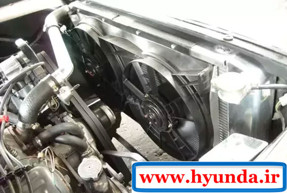 فن دوبل برقی نصب شده در پشت رادیاتور خودرو